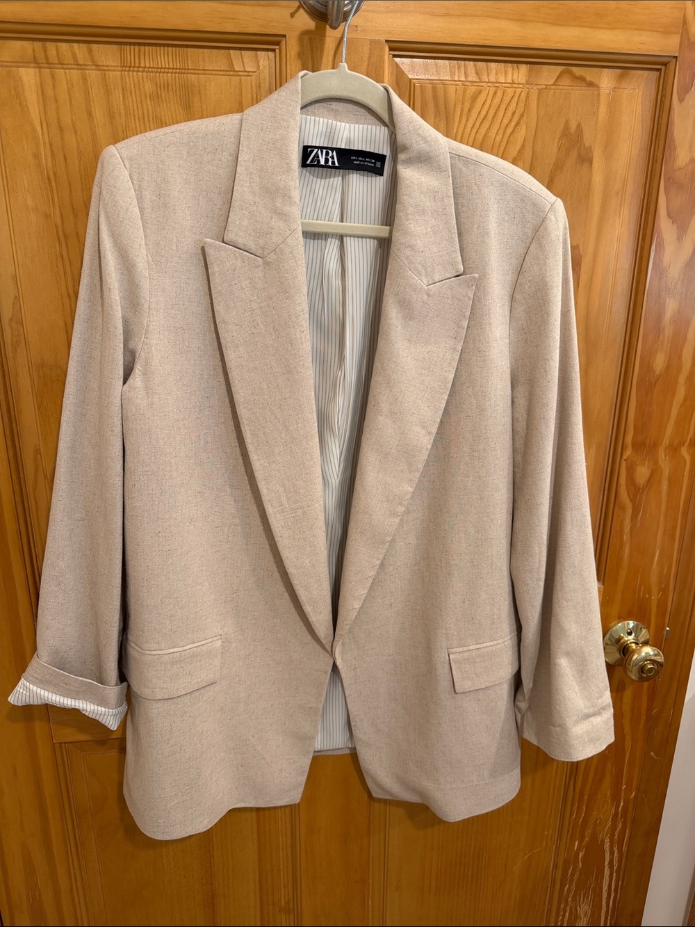 ZARA Beige Cream Single-Button Blazer